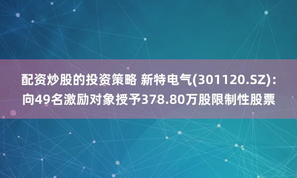 配资炒股的投资策略 新特电气(301120.SZ)：向49名激励对象授予378.80万股限制性股票
